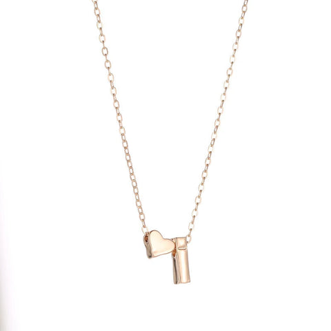 SUMENG Tiny Heart Initial Necklace - Dainty Gold/Silver Choker Pendant for Women