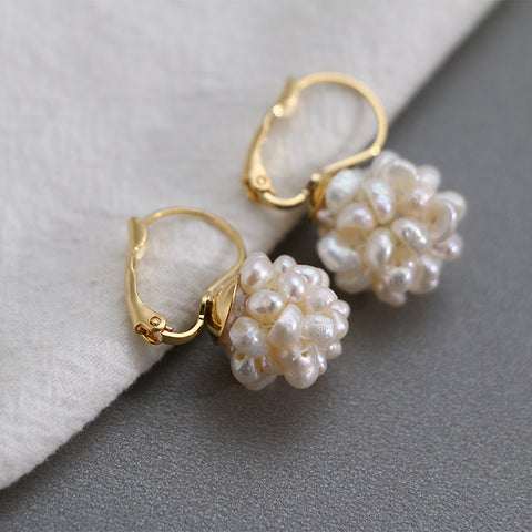 Korea nyu minimalist earrings natural pearl 14k ear buckle ladies all-match temperament personality chic wind trinkets female