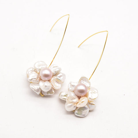 Pearl earrings high-end 925 silver flower earrings wholesale retro European and American style design handmade jewelry wholesale