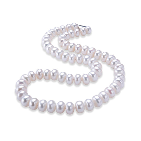 Dainashi White 7-10mm Freshwater Cultured Pearl Strands Necklace Sterling Silver Fine Jewelry for Women Birthday Gift