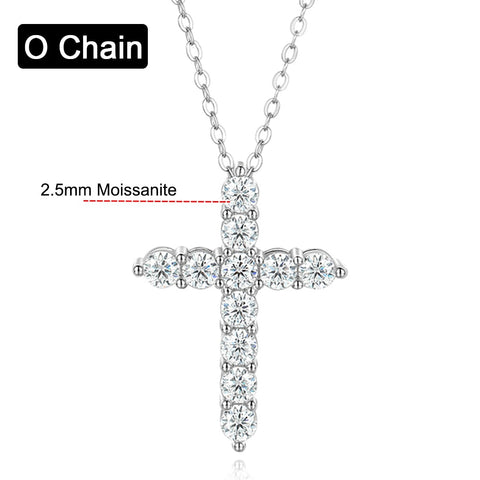 Serenity Day Jesus Cross Pendant Inlaid D Color Moissanite S925 Silver 18k White Gold Plated Necklace for Women Wedding Jewelry