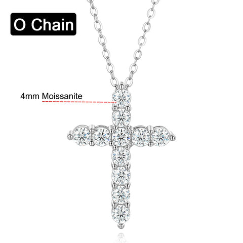 Serenity Day Jesus Cross Pendant Inlaid D Color Moissanite S925 Silver 18k White Gold Plated Necklace for Women Wedding Jewelry